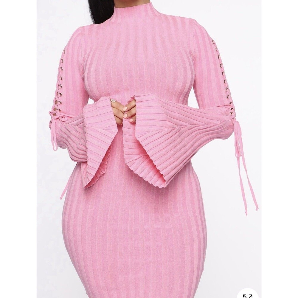 NWT FASHION NOVA Light Pink Knit Mini Dress Sz Small